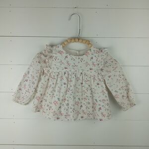 Baby Gap girls size 18-24 mos white with small floral ruffle long sleeve top
